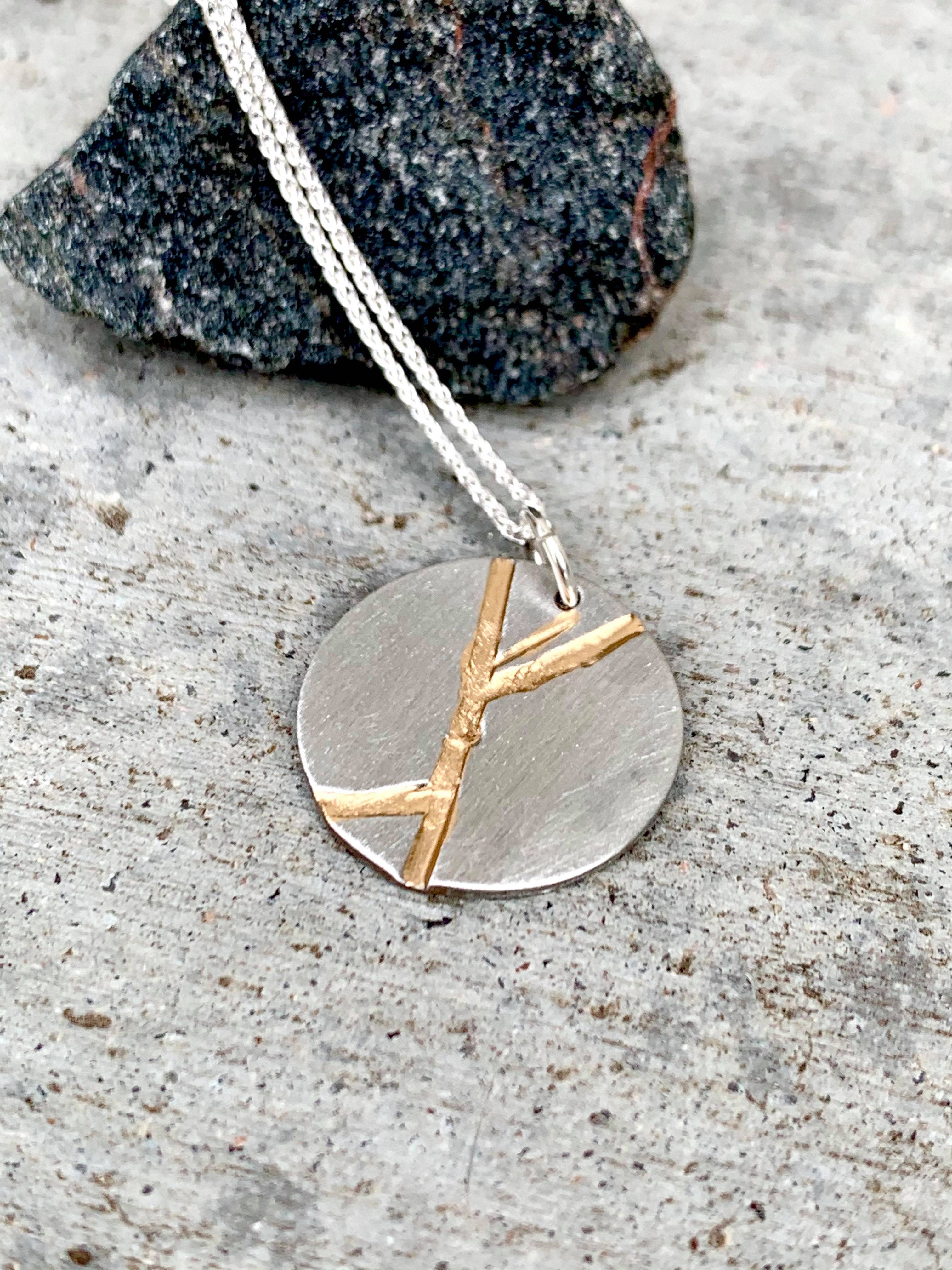 Graceful Sage - Wholesale Pendant/Charm Necklace - Kintsugi Necklace for Women, Imperfection kintsugi jewelry5