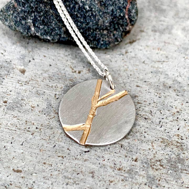 Graceful Sage - Wholesale Pendant/Charm Necklace - Kintsugi Necklace for Women, Imperfection kintsugi jewelry5