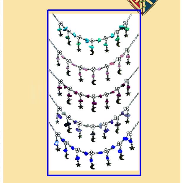 Gypsy Rose - Wholesale Anklet - Stone Chip Moon And Star Charm Anklet1