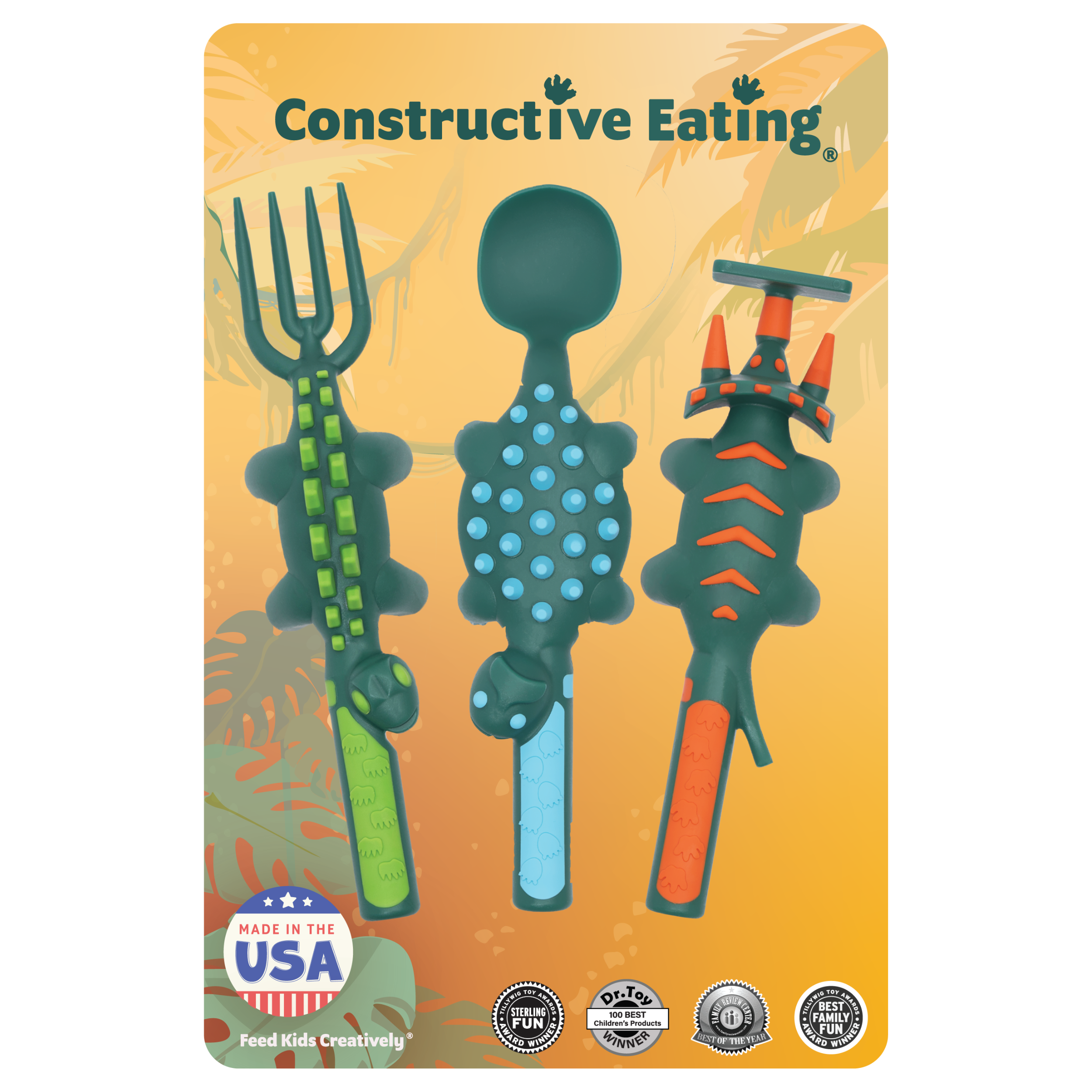 Constructive Eating - Wholesale Flatware Set - Kids & Baby - Set of 3 Dino Utensils5