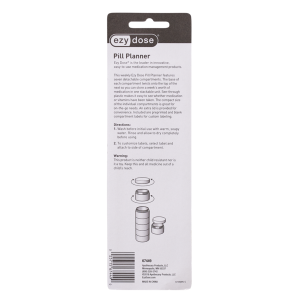 Apothecary Products LLC - Wholesale Pill Organizer - Ezy Dose® Weekly Stackable Pill Planner3