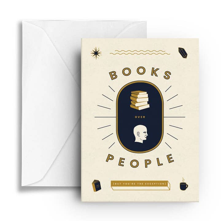 Nook & Burrow - Wholesale Everyday greeting card - Books Over People | greeting card0