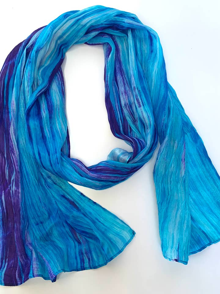 WATERCOLOR SILK SCARF SC1000 #373 TURQUOISE / PURPLE for wholesale by LUA