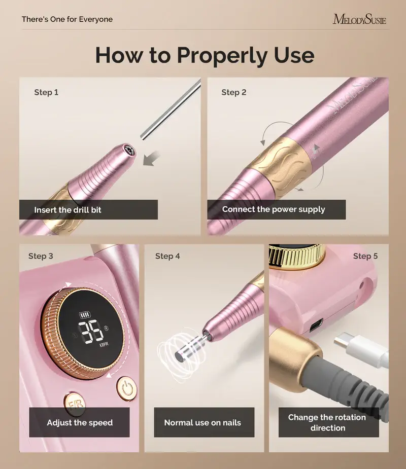 MELODYSUSIE - Wholesale Nail Clipper/Scissor - SM330G Rechargeable 35000RPM Nail Drill3