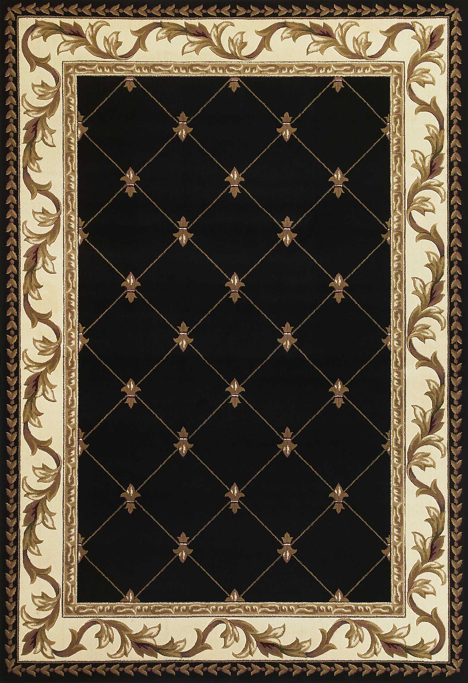 HomeRoots - Wholesale Area Rug - 2'X3' Black Machine Woven Fleur De Lis Indoor Accent Rug0