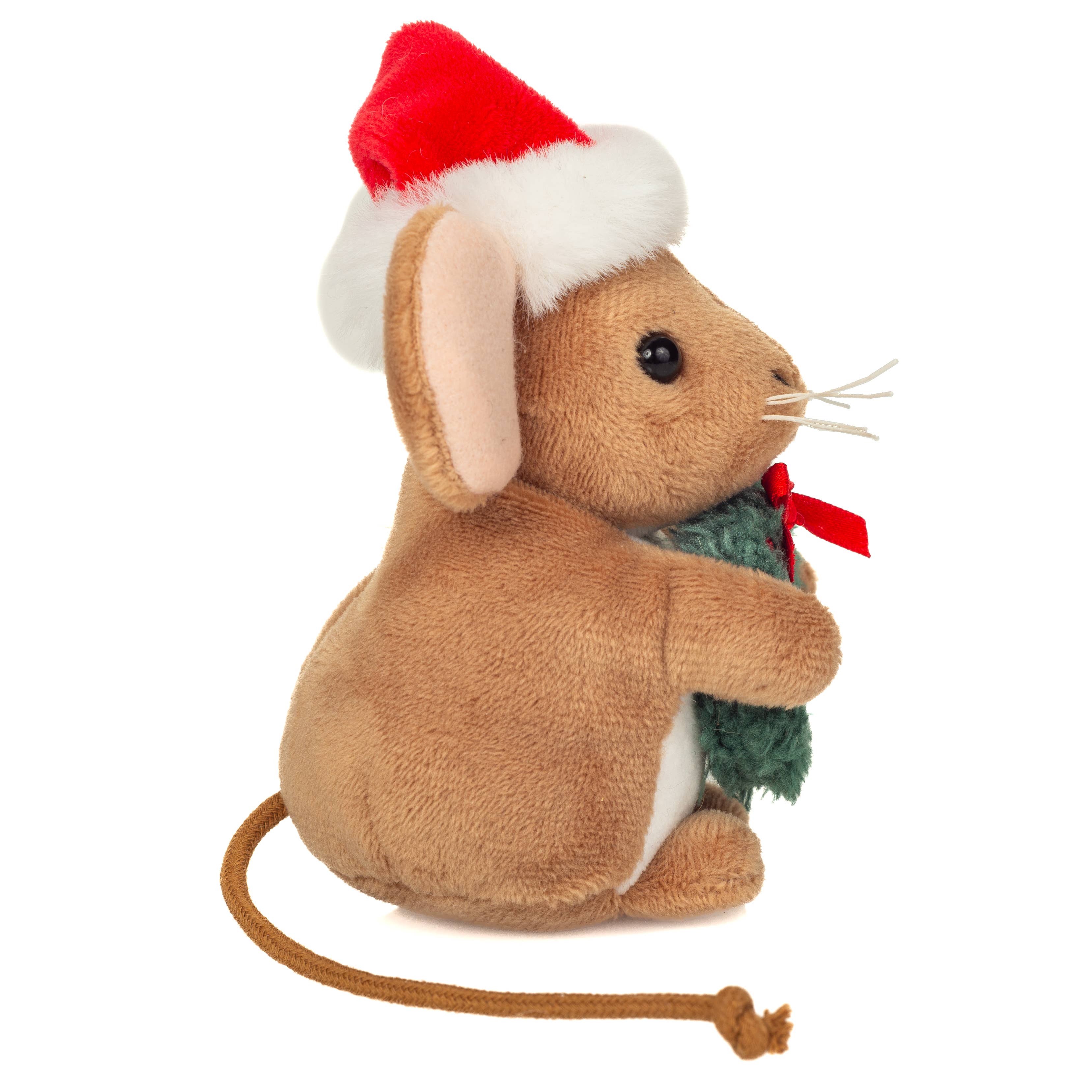 Teddy Hermann - Wholesale Stuffed/Plush Toy - Kids & Baby - Christmas Mouse with Wreath 11 cm - Plush Toy - Stuffed Animal1