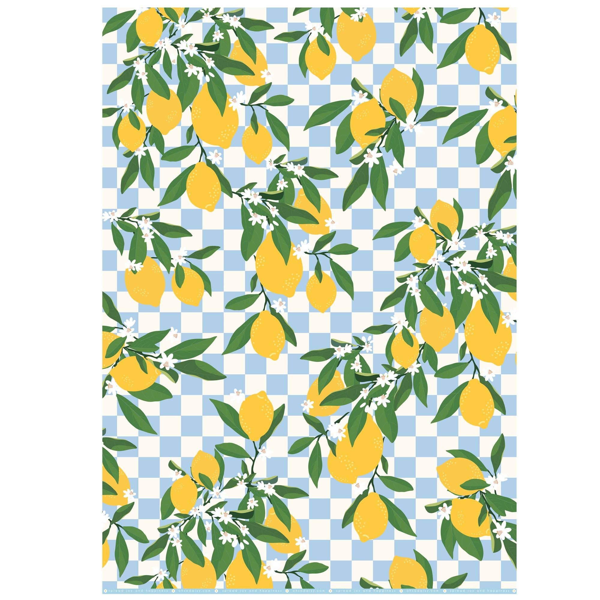Oh So Daisy – wholesale Flat wrap – LEMON CHECKERBOARD GIFT WRAP SHEET4