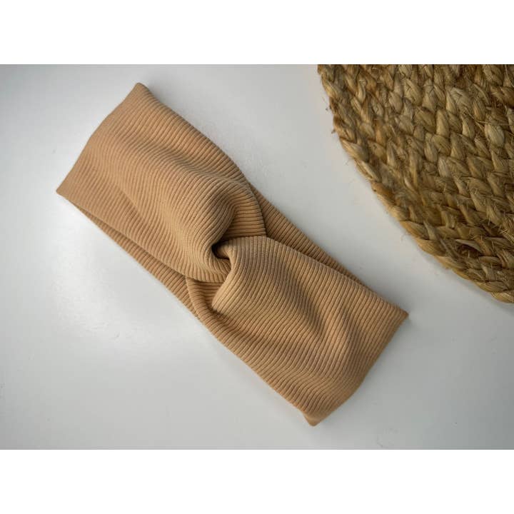 Ribbed Tan Headband for wholesale by Kaardal Kraft