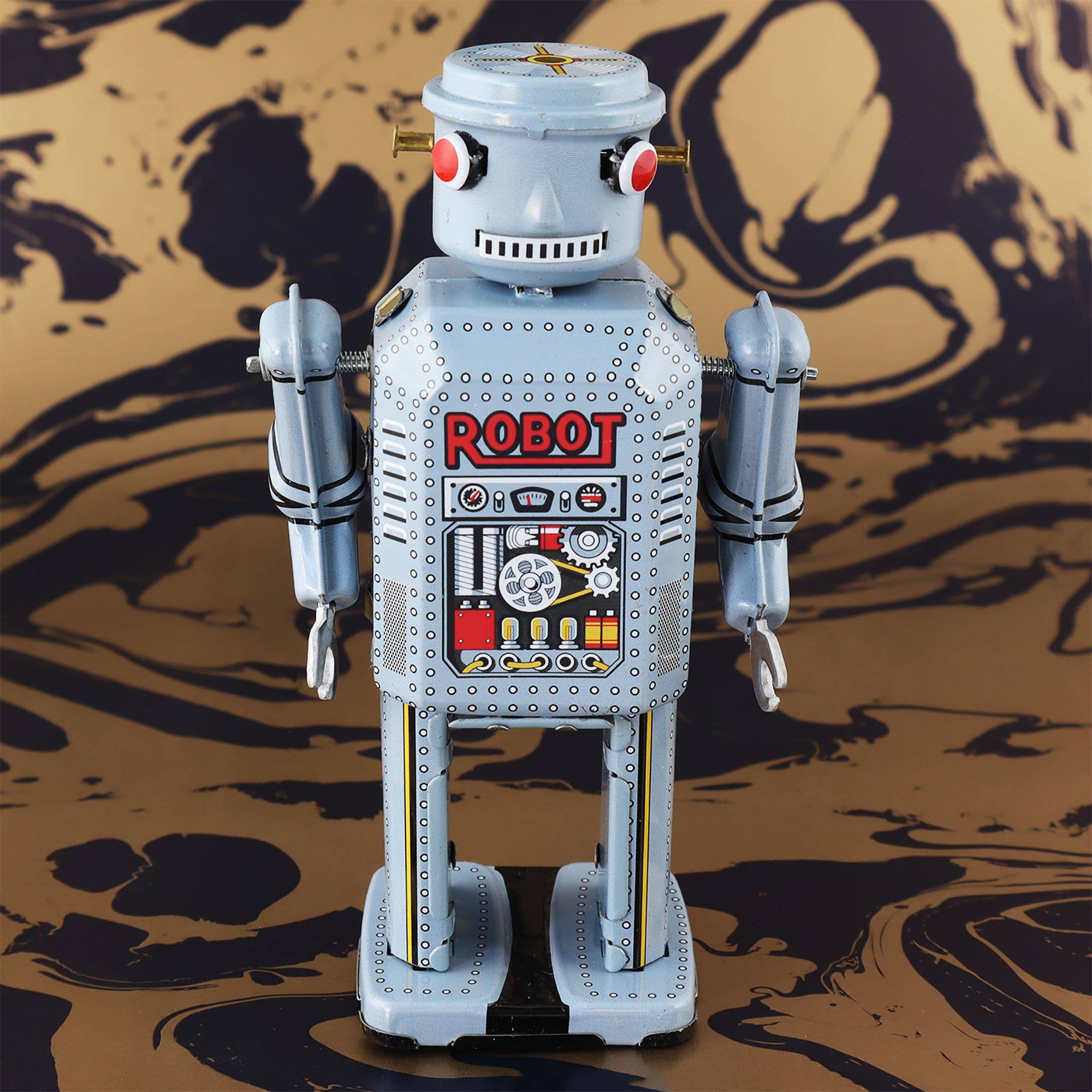 Tribal Trade GmbH - Vendita all'ingrosso Giocattolo a carica manuale - Bambini - Robot meccanico in lamiera azzurro chiaro6