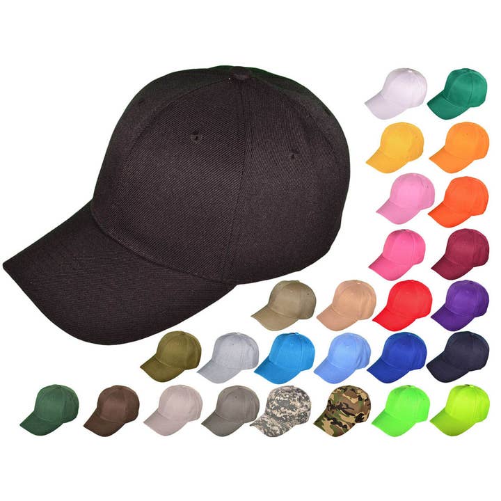 Buck Wholesale - Wholesale Baseball Cap - Unisex - Blank Baseball Hats - BK Caps Structured 6 Panel Mid Profile