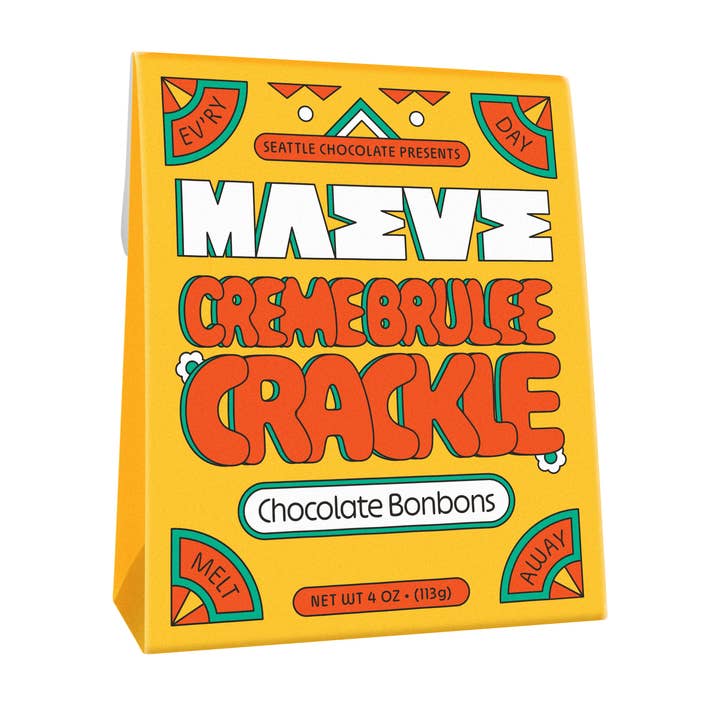 Seattle Chocolate Presents Maeve - Wholesale Chocolate Box - Creme Brulee Crackle Bonbon Box - 4oz