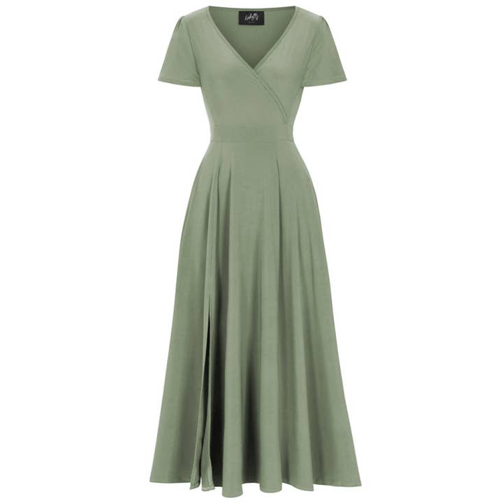Lyra Maxi Dress - Sage for wholesale by Lady V London