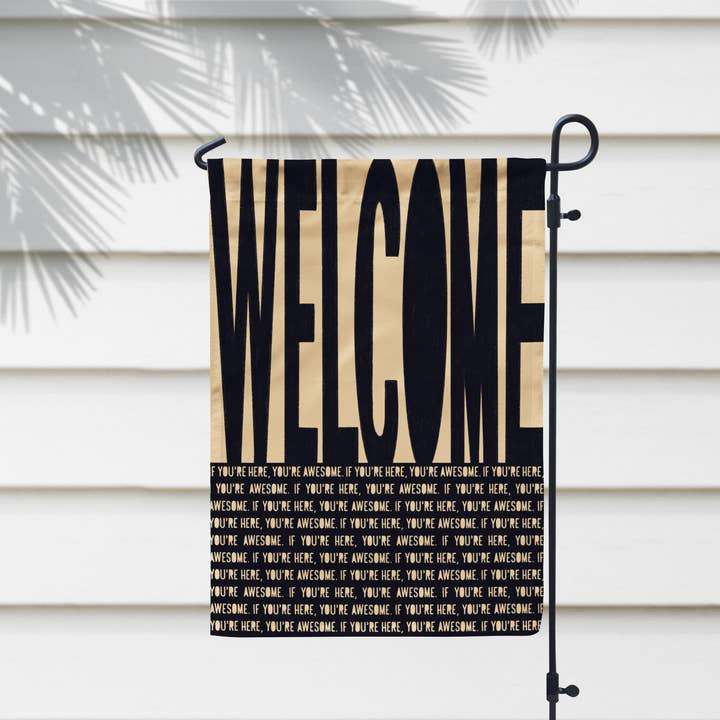 Declaration HOME - Wholesale Flag - Welcome! Black Garden and House Flag - Double Sided