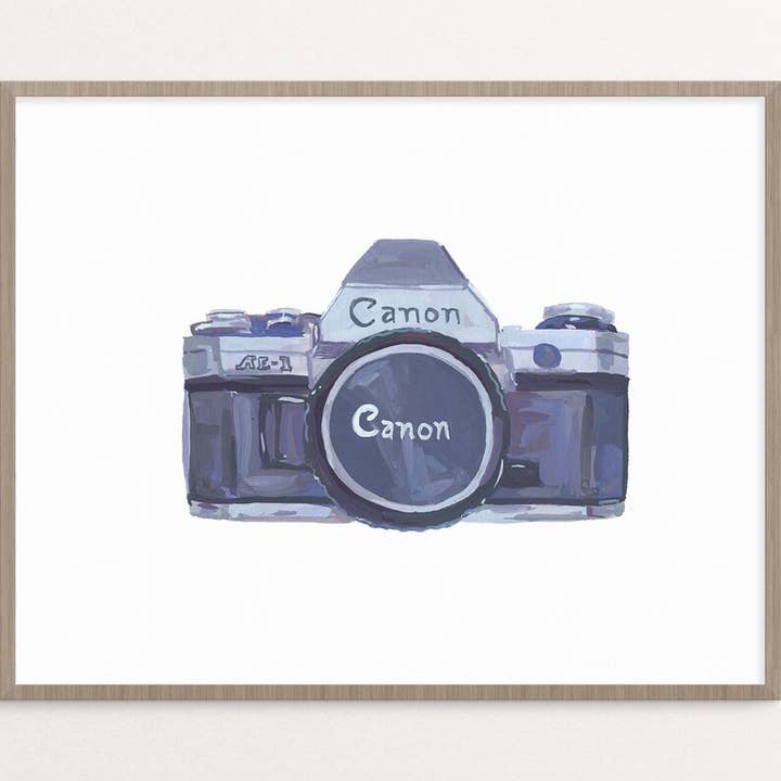 Vintage Camera 35mm - Canon AE-1 Giclee Illustration Print for wholesale by Stephanie Missan Studio