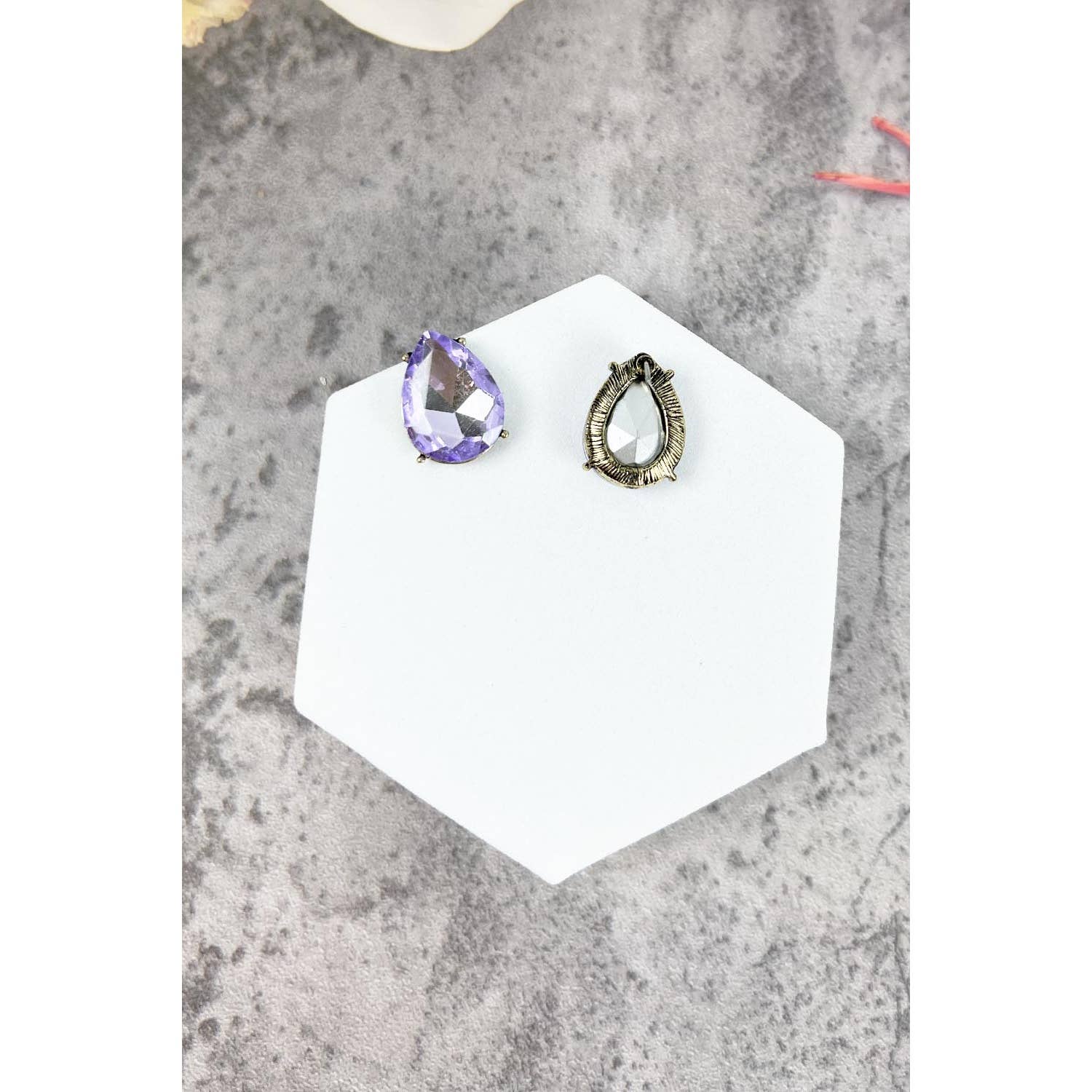 JHP Collection - Wholesale Stud/Post Earrings - TEAR DROP CRYSTAL OVAL STUD EARRING5