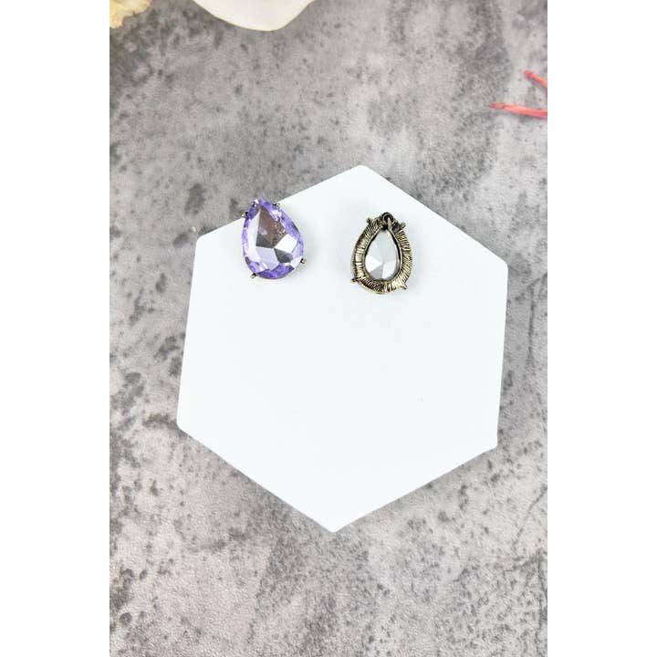 JHP Collection - Wholesale Stud/Post Earrings - TEAR DROP CRYSTAL OVAL STUD EARRING5