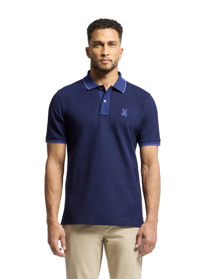 Polo Piqué New Castle-419 Blu Sera per la vendita all'ingrosso da parte di Psycho Bunny