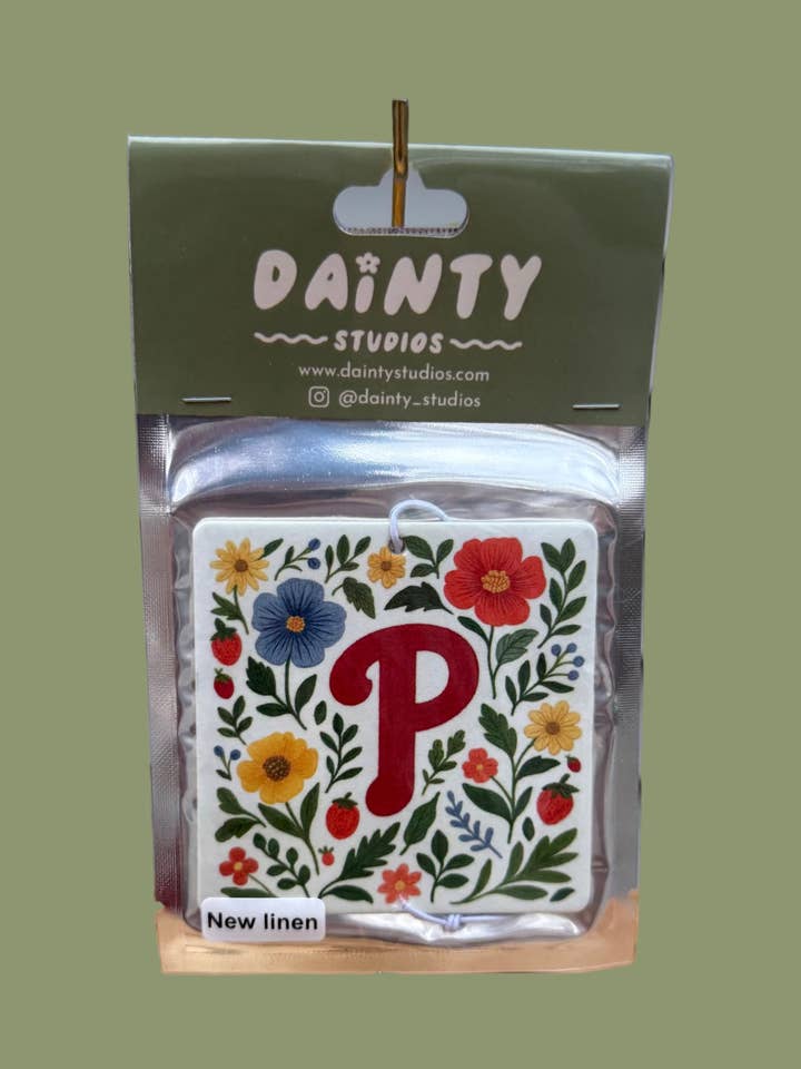 Floral Philadephia Phillies Car Air Freshener for wholesale by Dainty Studios