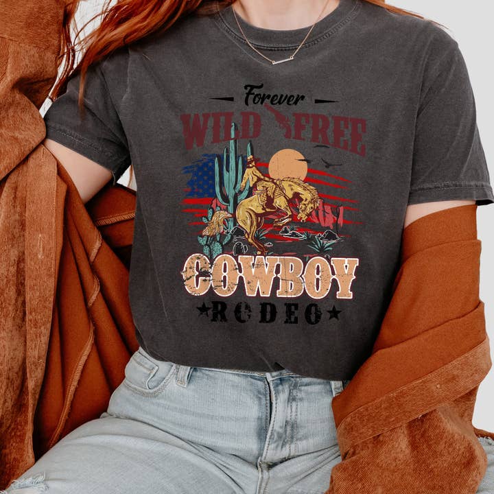 Vintage T-Shirt Western Cowboy Graphic pour la vente par Emogifts
