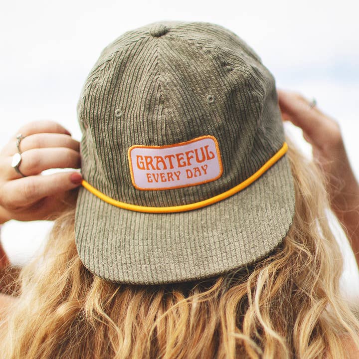 Corduroy Snapback Hat | Grateful Every Day for wholesale by Trek Light