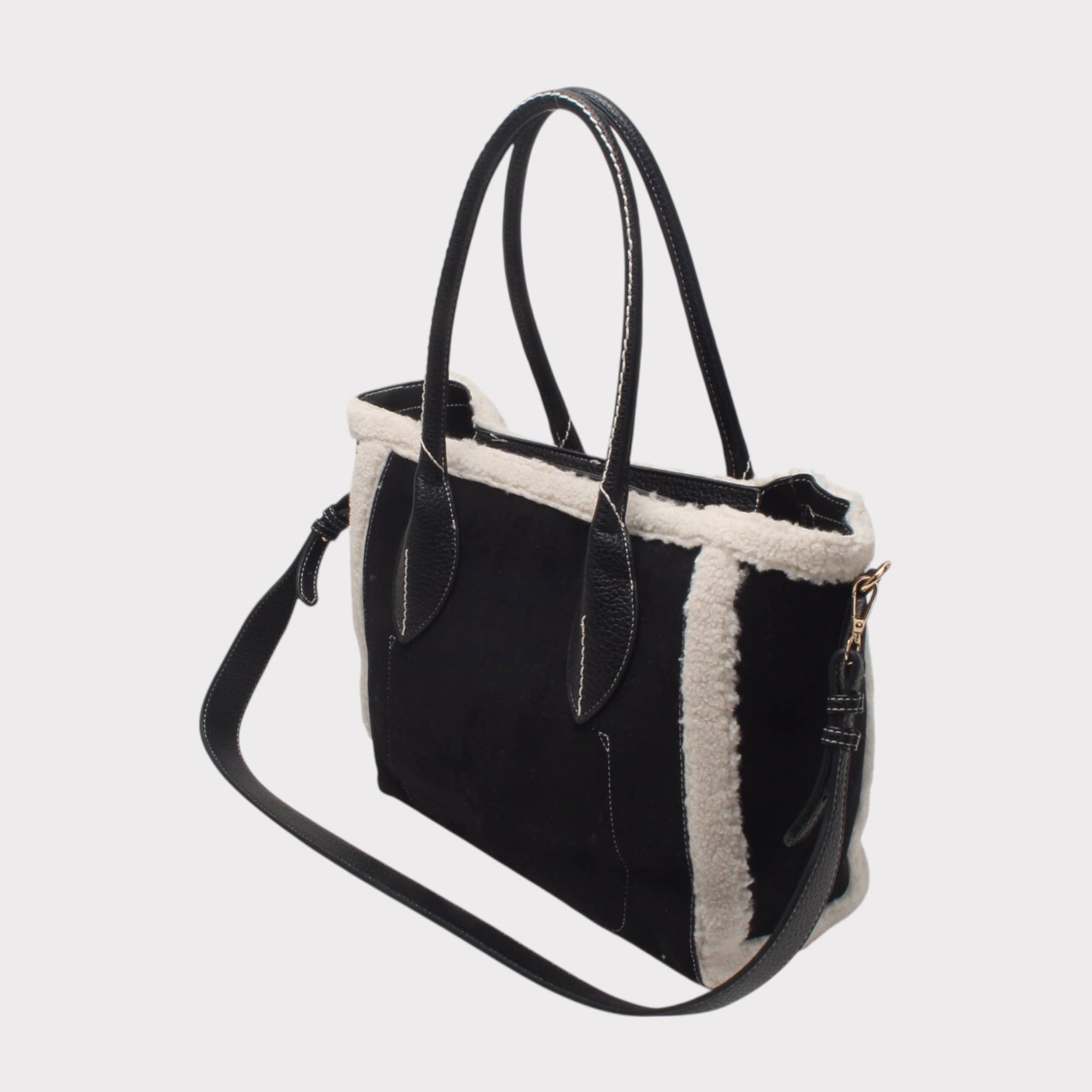 BESTINI - Wholesale Shoulder Bag - Women's - Shoulder tote bag, decorative bi-material suede clasp5