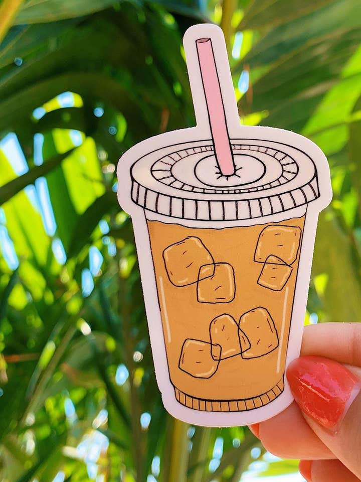 Iced Coffee Sticker - Vinyl & Waterproof for wholesale by Designs By Grace Ann