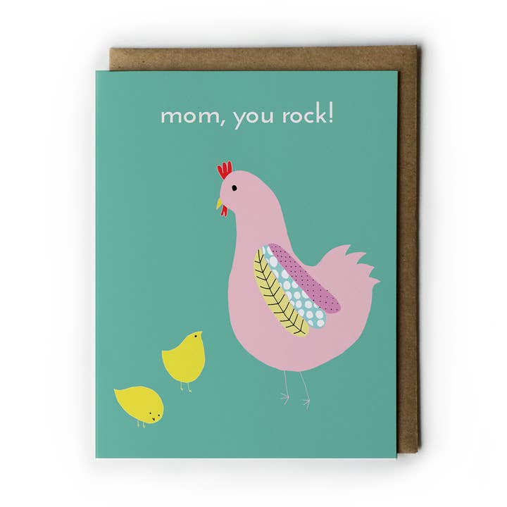 Carte de vœux pour la fête des mères Hen and Chicks pour la vente par Honeyberry Studios