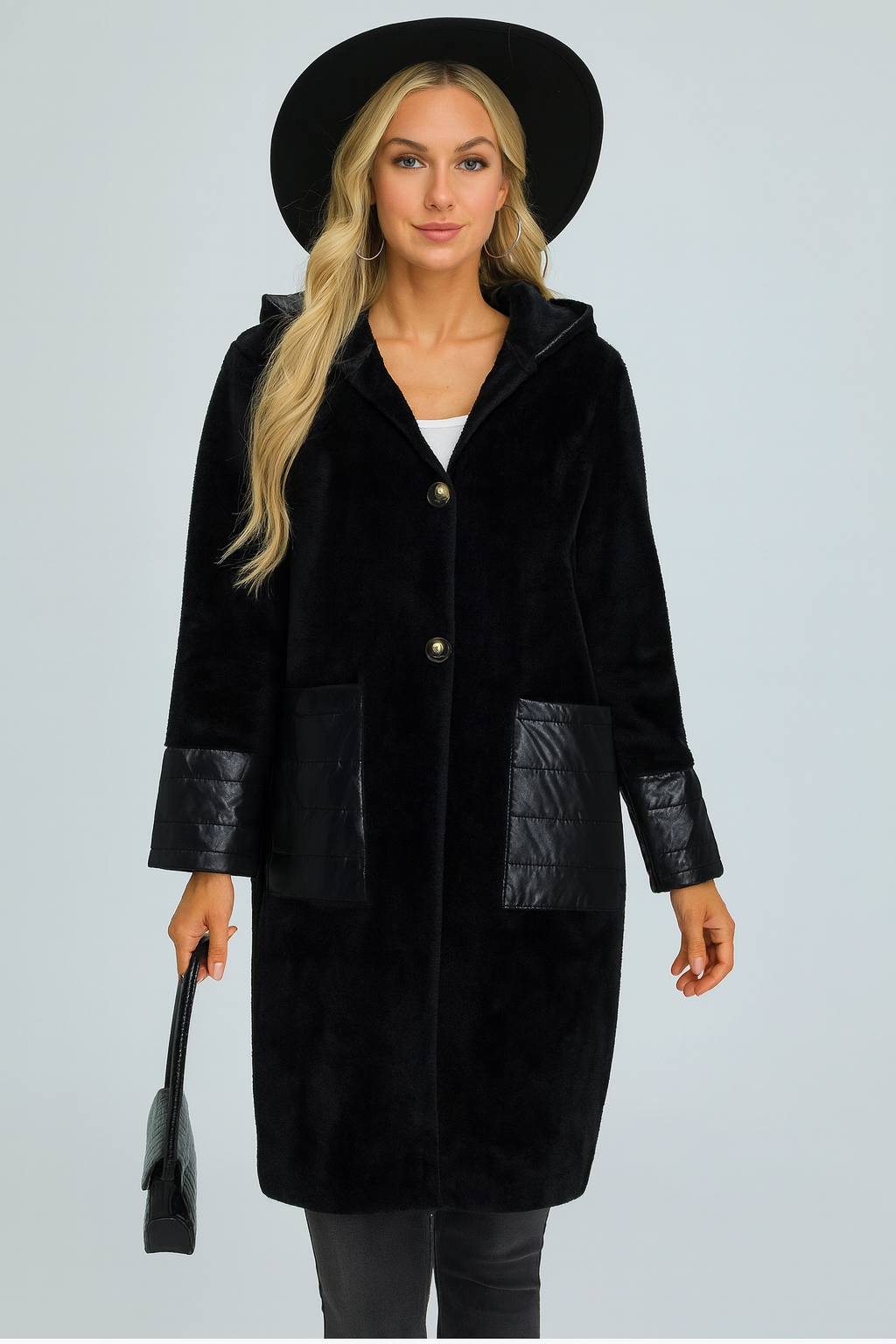 Lucy Sparks – wholesale Coat – Women’s – PREMIUM QUAITY FLUFFY COAT WITH QUILTED PANELS2