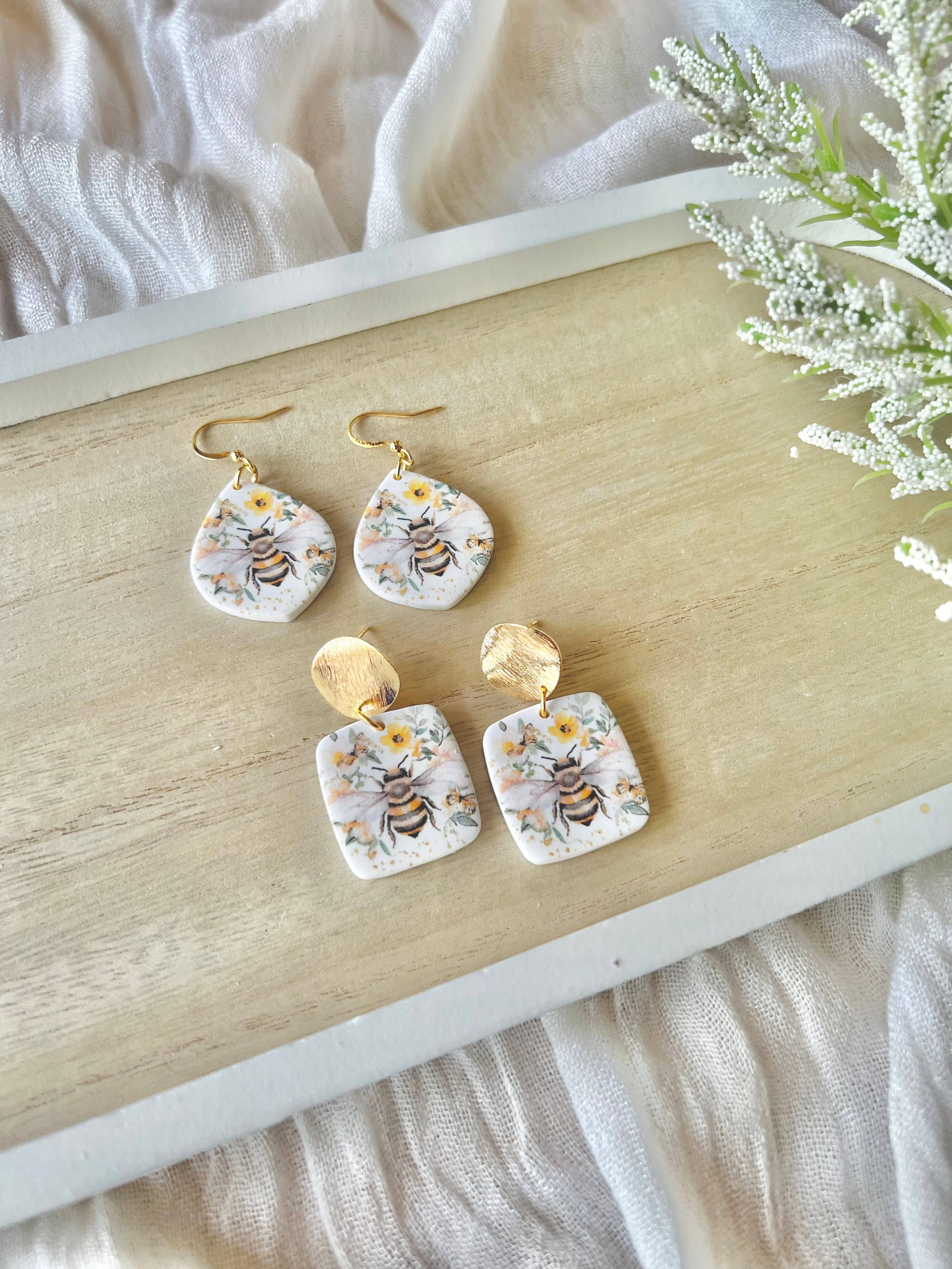 SeizeTheClayJewelry – Brincos de argola por atacado – Brincos de Abelha, Brincos de Argila de Abelha, Brincos de Abelha Mel2