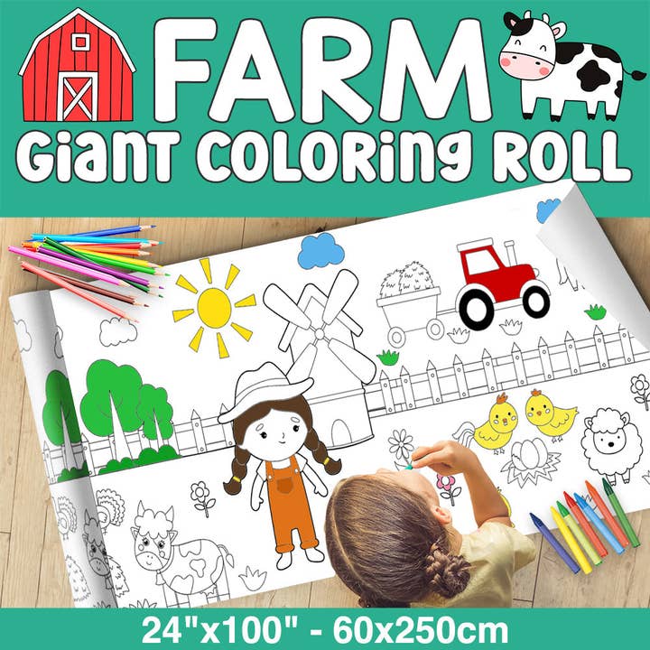 GIANT Coloring Paper Activity Roll for Kids, 24"x100", FARM for wholesale by EnjoyMyDesign