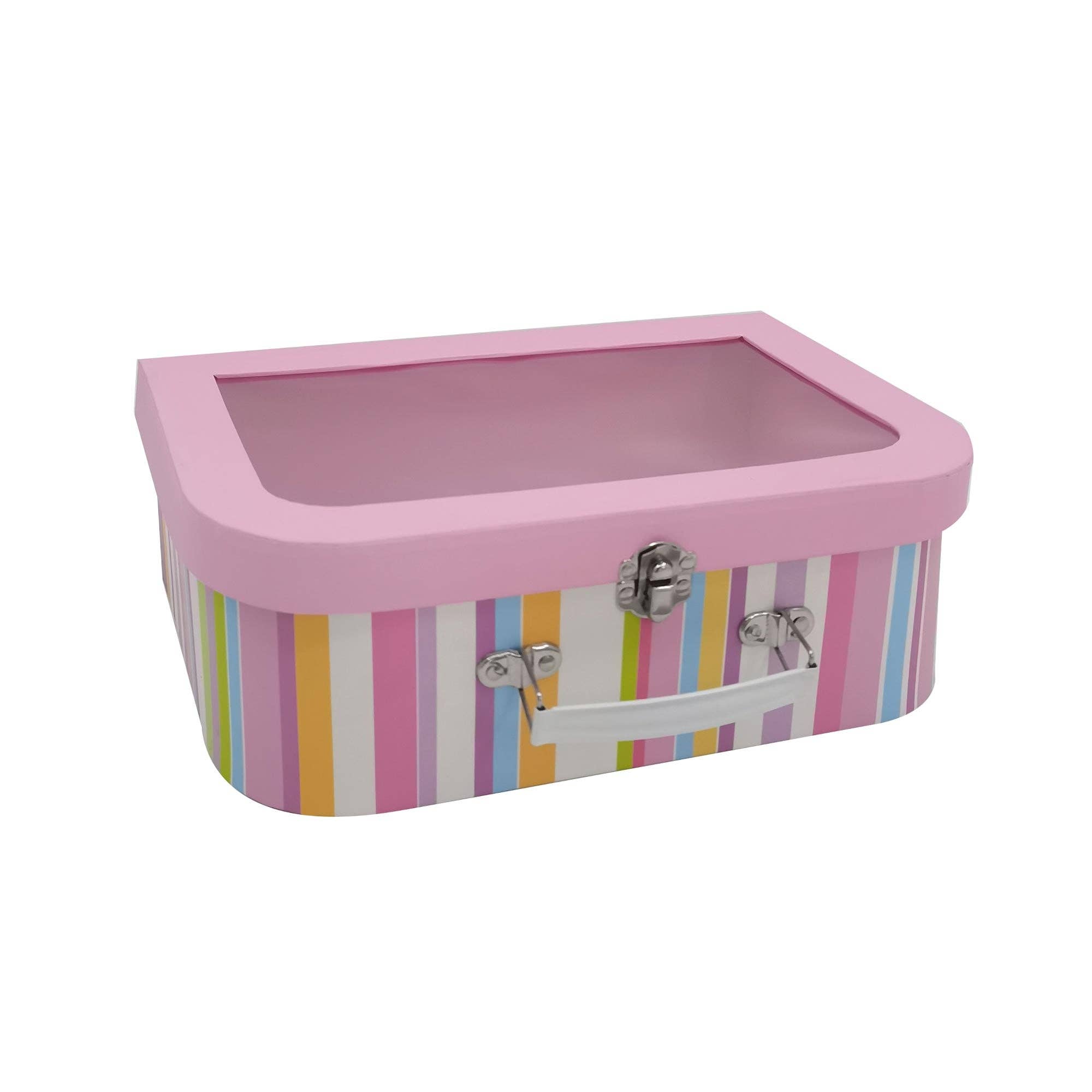 Emartbuy - Wholesale Gift box - Elegant Multicoloured Stripes Window Suitcase Style Gift Boxes - Set of 32