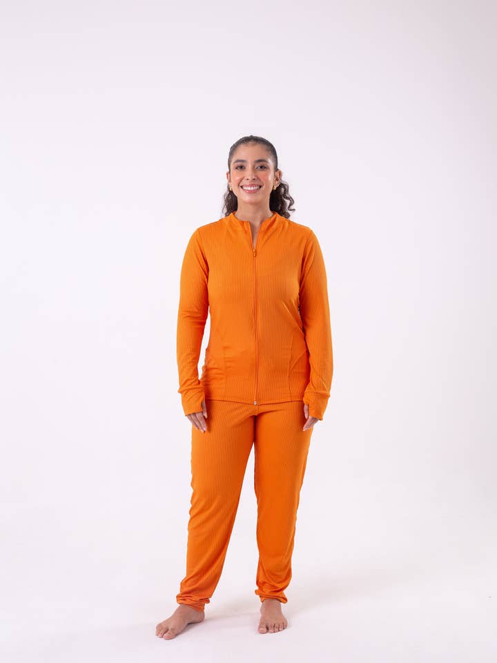 Cloud9ine Activewear - Wholesale Athletic Sweatpants/Joggers - Women's - Orange Ribbed Jogger2