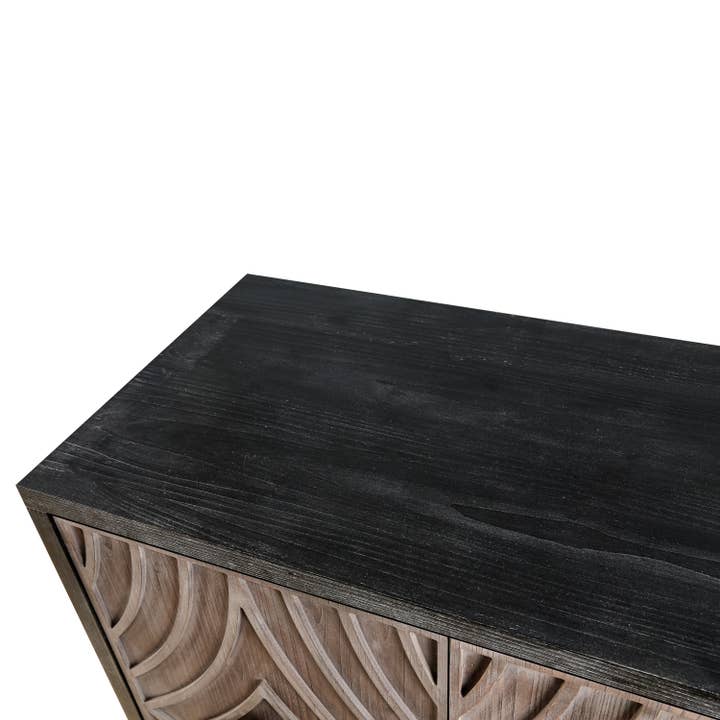 Antique Brown Mid Century Sideboard with Wood Legs, 4 Doors, 2 Shelves for wholesale on Faire11