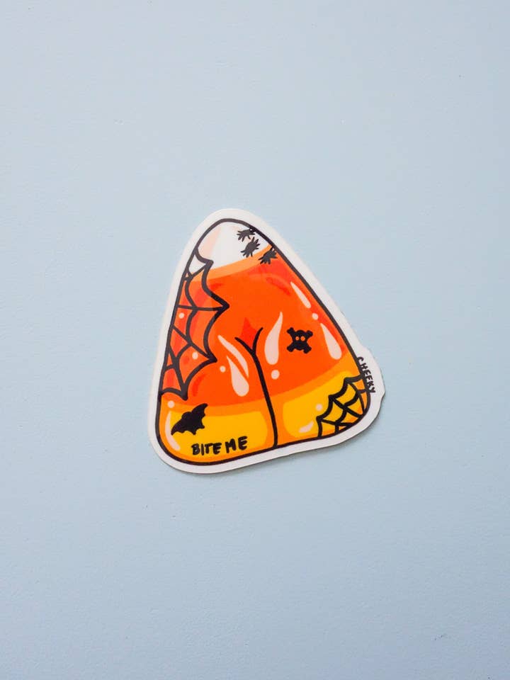 PREORDER* Tatted Candy Corn Booty Vinyl Sticker PREORDER* Pumpkin Booty Vinyl Sticker - Limited Edition Halloween for wholesale by Cheeky Art Studio