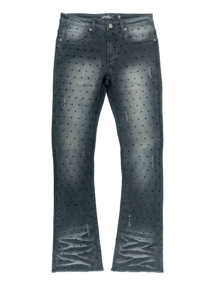 F1746 Amoto Stacked Jeans - Black for wholesale by Makobi