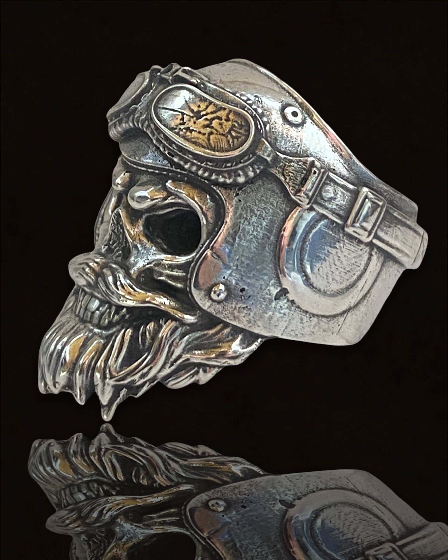 Hi Octane | SilverBotanica - Wholesale Cocktail/Statement Ring - Bearded Biker Skull Ring1