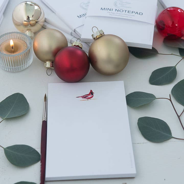Finding Silver Pennies - Wholesale Notepad - Cardinal Watercolor Mini Notepad | Christmas | Winter4