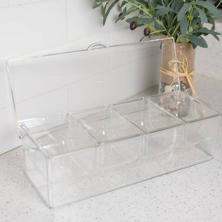 Fox Run Brands - Wholesale Serving Tray - Outset Clear Bar Garnish Caddy and Tray, 6.5” x 16.25” x 5”