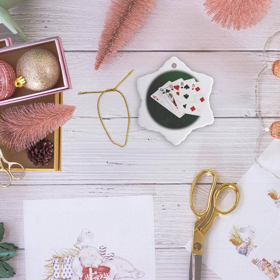 3dRose - Wholesale Ornament - 3dRose, Poker Hands High Card, Ace to Five, Ornament5