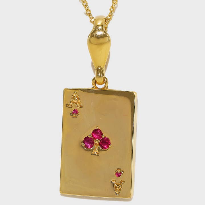 Collar de oro con colgante de carta de as de espadas para venta al por mayor de Dalbit New York Jewelry