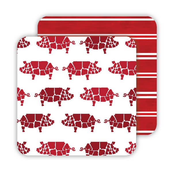 RosanneBeck Collections - Wholesale Onderzetters - Red Arkansas Pigs Square Coaster0