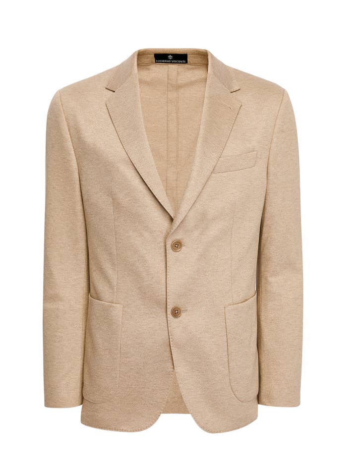 Khaki Liscio Stickad Kavaj för wholesale av Luchiano Visconti