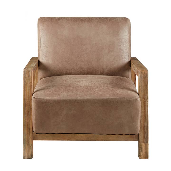 Olliix - Wholesale Chair - Mid Century Modern Wood PU Leather Living Room Accent Chair*