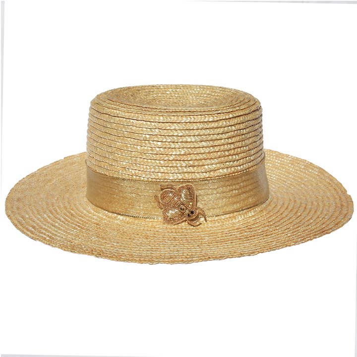 Gilded Honey Bee Straw Hat for wholesale by Kate Stoltz