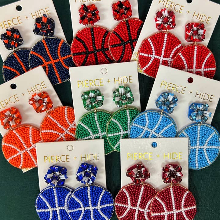 Pierce + Hide - Wholesale Dangle Earrings - Custom Beaded Basketball Earrings| GAMEDAY Earrings2
