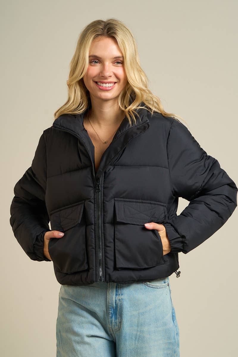 ANWND - Wholesale Puffer Jacket - Women's - 2326-Utility Pocket Puffer Jacket13