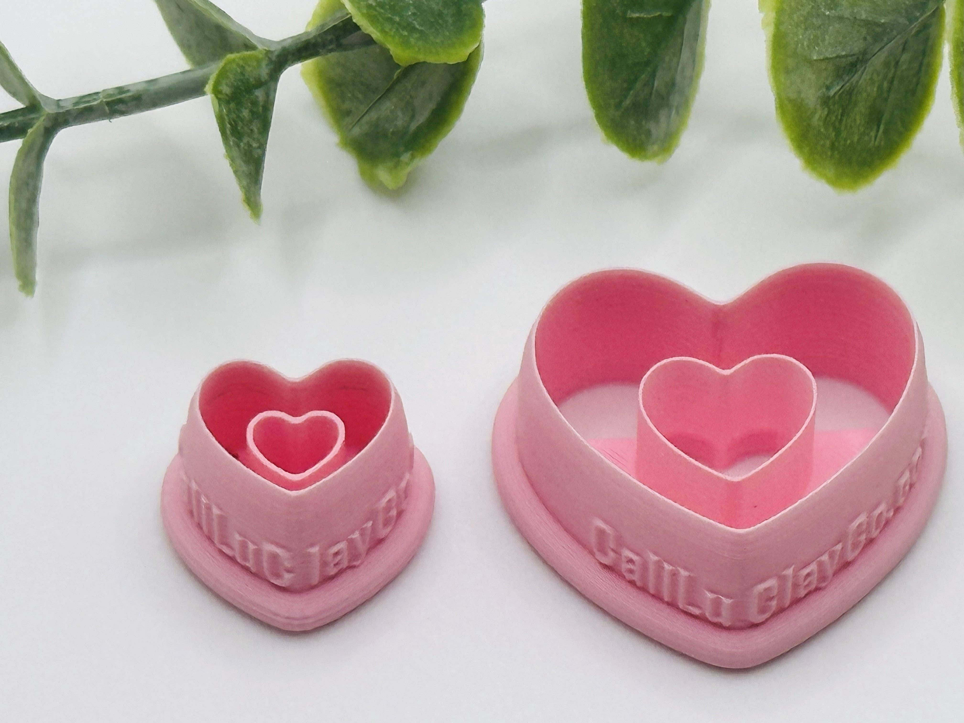 CaliLu Clay Co. - Wholesale Cookie Cutter - Double Heart Imprint Cookie Cutter / Polymer Clay Cutter2