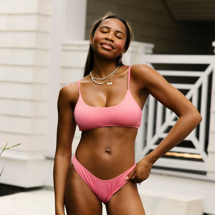 Flamingo Ribbed Bralette | Top for wholesale by Honey Swim