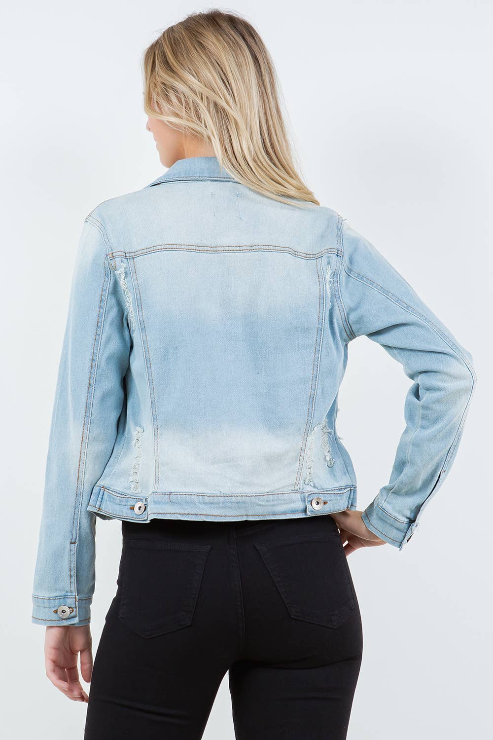 Veracci – Casaco de ganga - Mulher por atacado – Jaqueta jeans trucker clássica com stretch10