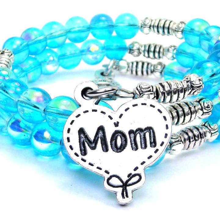 Mom Bracelet matelassé en verre océanique en forme de sirène de mer pour la vente par Chubby Chico Charms